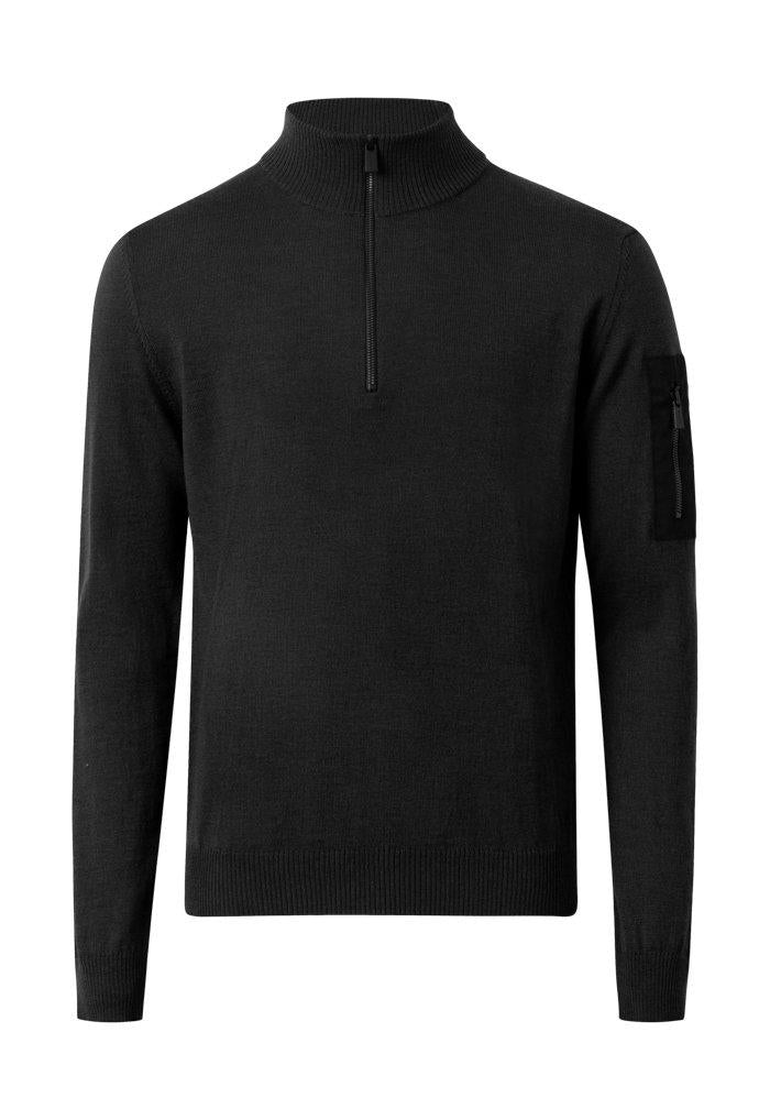 LUCCA MERINO HALF ZIP BLACK