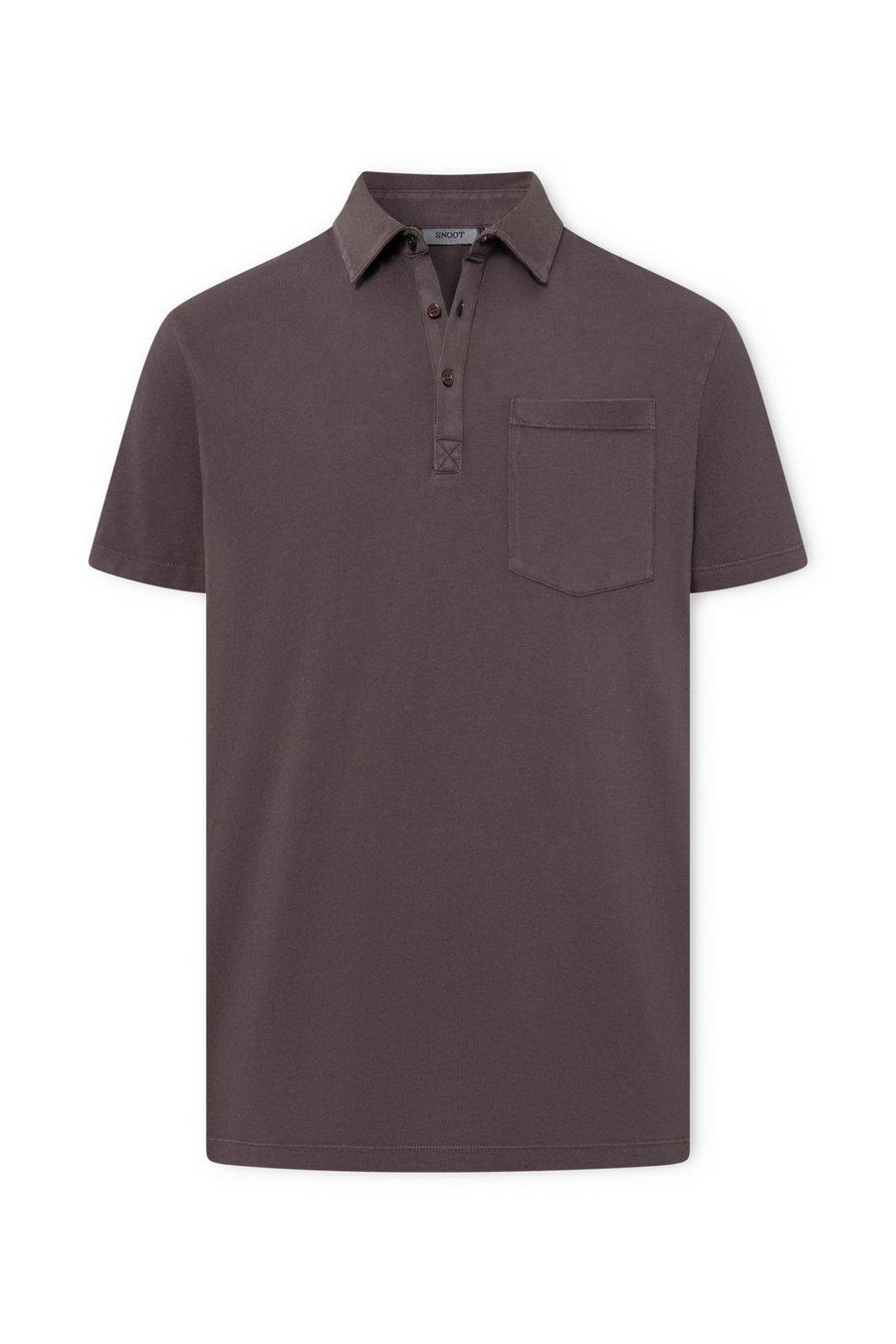 Brown polo shirt with a pocket on a white background